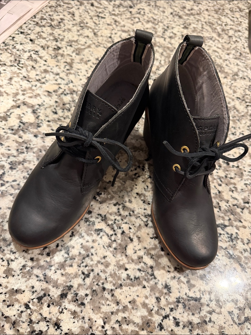 Sperry Black Lace-Up Women's Ankle Boots